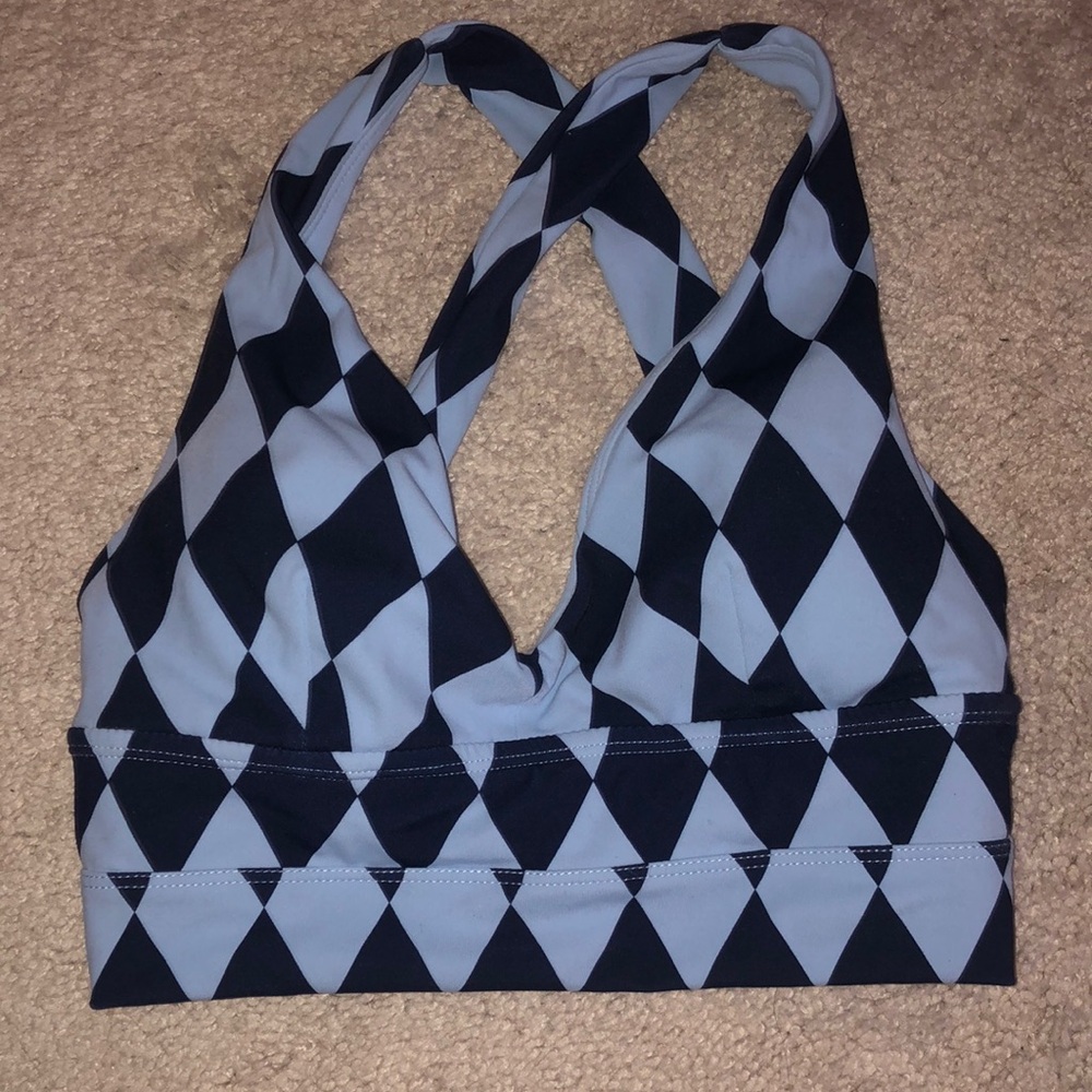 LAST CHANCE Buffbunny Alpha Sports Bra in Blue Argyle